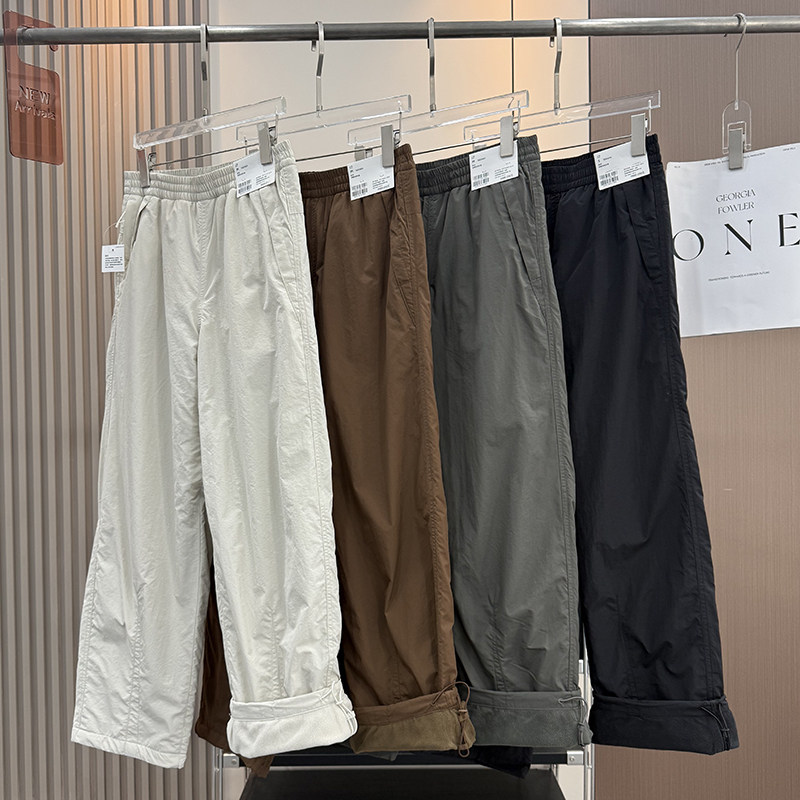 大厂订单！抽绳松紧高腰加绒保暖防风工装直筒裤伞兵裤冲锋裤女冬