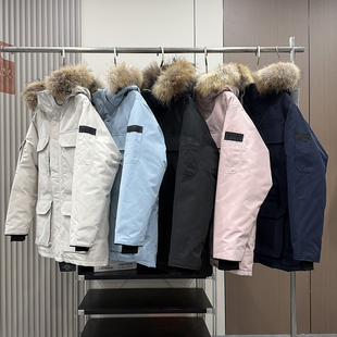 大厂订单！情侣户外极寒加厚保暖白鸭绒大毛领工装派克羽绒服外套