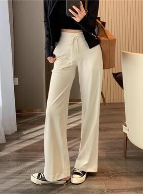 LU家同款！高腰抽绳弹力显瘦显腿直休闲运动直筒瑜伽裤健身裤女春