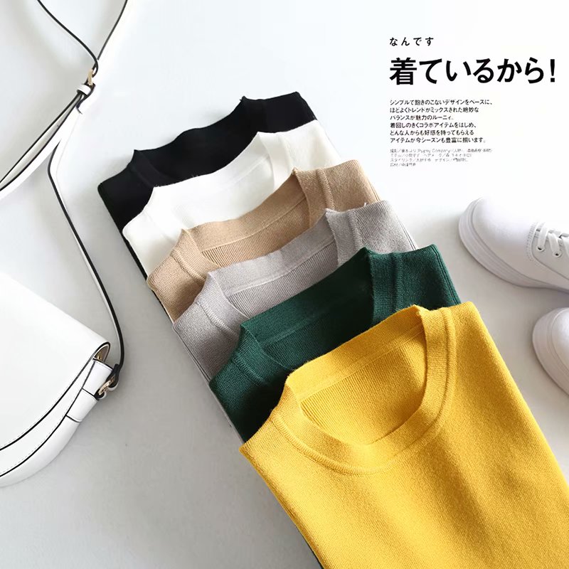 外贸女装韩版修身纯色针织衫背心