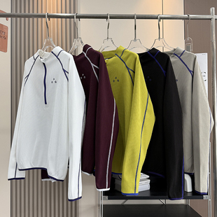 T恤打底衫 半拉链设计撞色明线运动长袖 户外山系情侣款 大厂订单