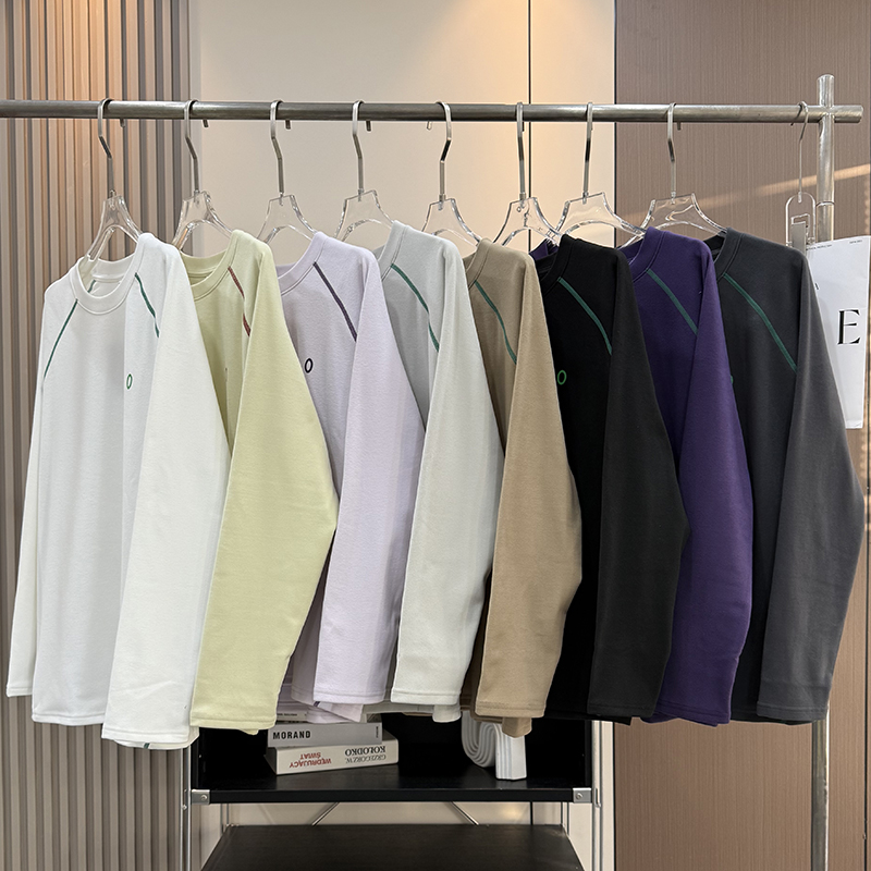 大厂订单！男女同款秋冬户外拼接撞色保暖亲肤德绒长袖T恤打底衫