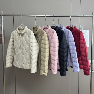 大厂订单!冬季新品葫芦纹理90白鸭绒轻薄保暖立领羽绒服外套女