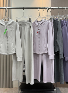 LU同款！小蛮腰显瘦防风连帽运动跑步卫衣外套高腰阔腿裤套装女春