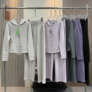 女春 套装 LU同款 小蛮腰显瘦防风连帽运动跑步卫衣外套高腰阔腿裤