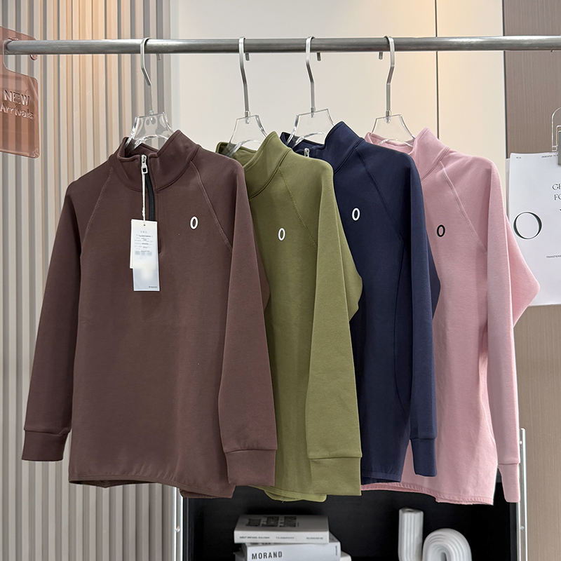 大厂订单！秋新品简约百搭户外运动半拉链立领套头长袖卫衣女上衣