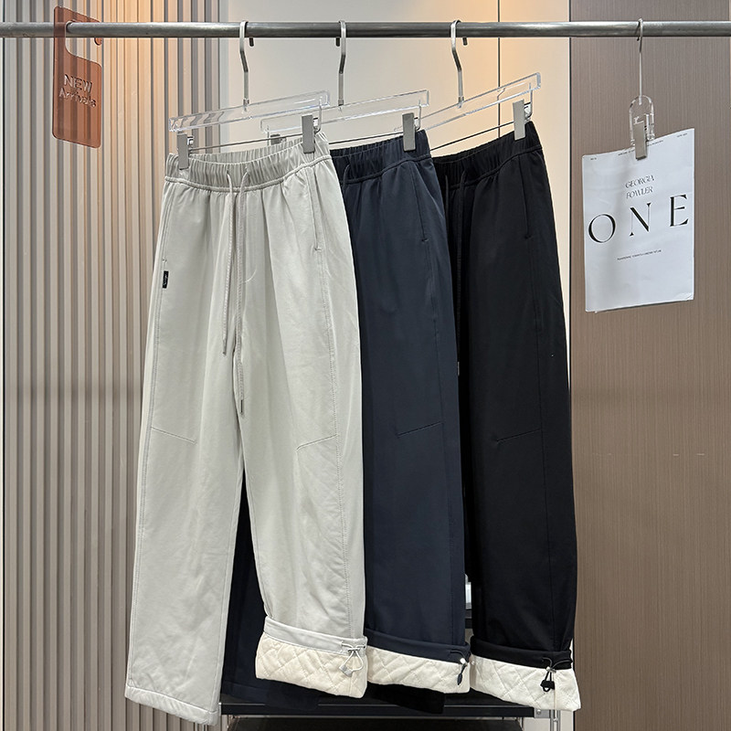 一条过冬！男女同款羊毛填充加绒加厚保暖直筒裤软壳冲锋裤休闲裤