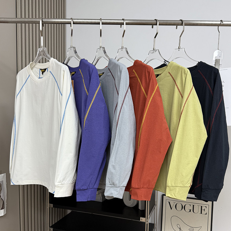 大厂订单！男女情侣款宽松吸湿透气户外山系速干运动明线长袖T恤