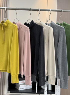 大厂订单！秋冬立体剪裁自发热红外抗菌面料立领德绒卫衣打底衫女