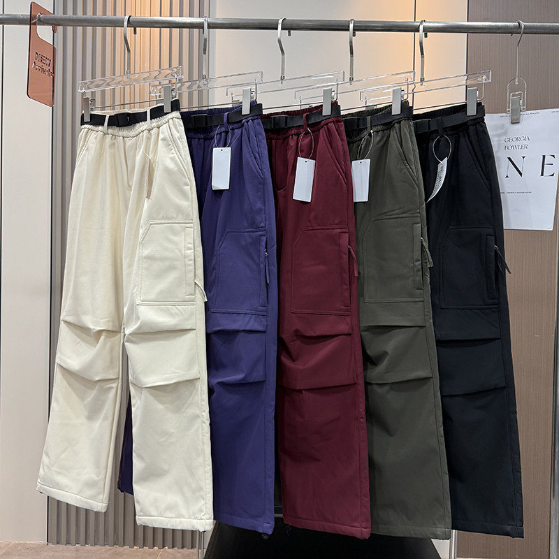 大厂订单！情侣防风防泼水加绒加厚保暖户外工装伞兵裤软壳冲锋裤