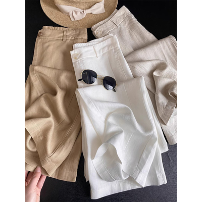 王炸推荐！亚麻呼吸裤~2025夏新品天丝亚麻垂感百搭直筒休闲裤女