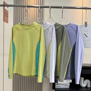 T恤运动打底衫 大厂订单 户外山系女士撞色明线骑行速干透气长袖