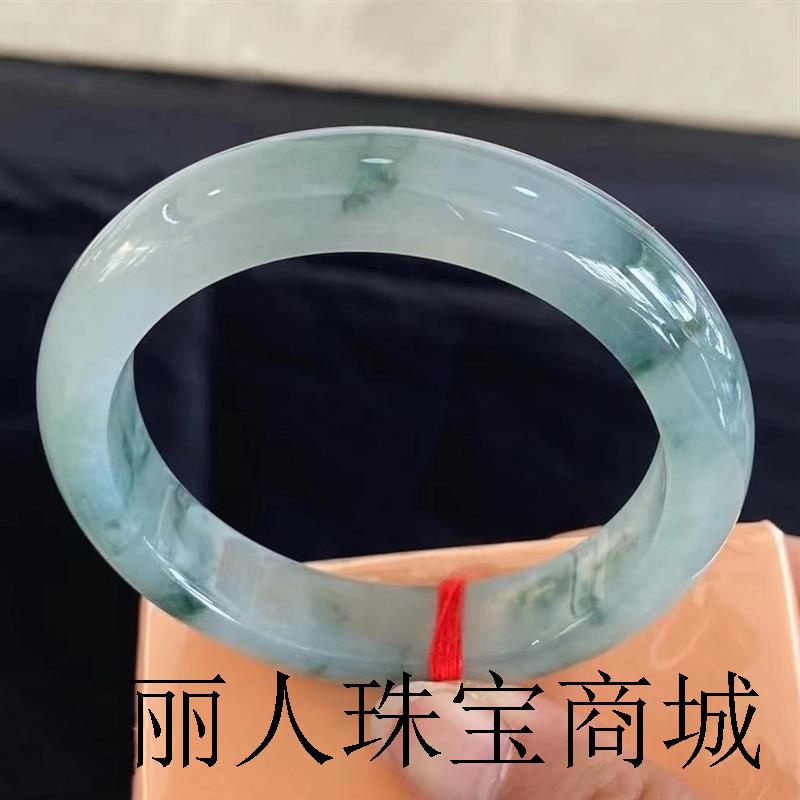 缅甸高端货冰种油青翡翠色玉手镯飘绿玉翡翠色手镯少女款贵妃玉镯