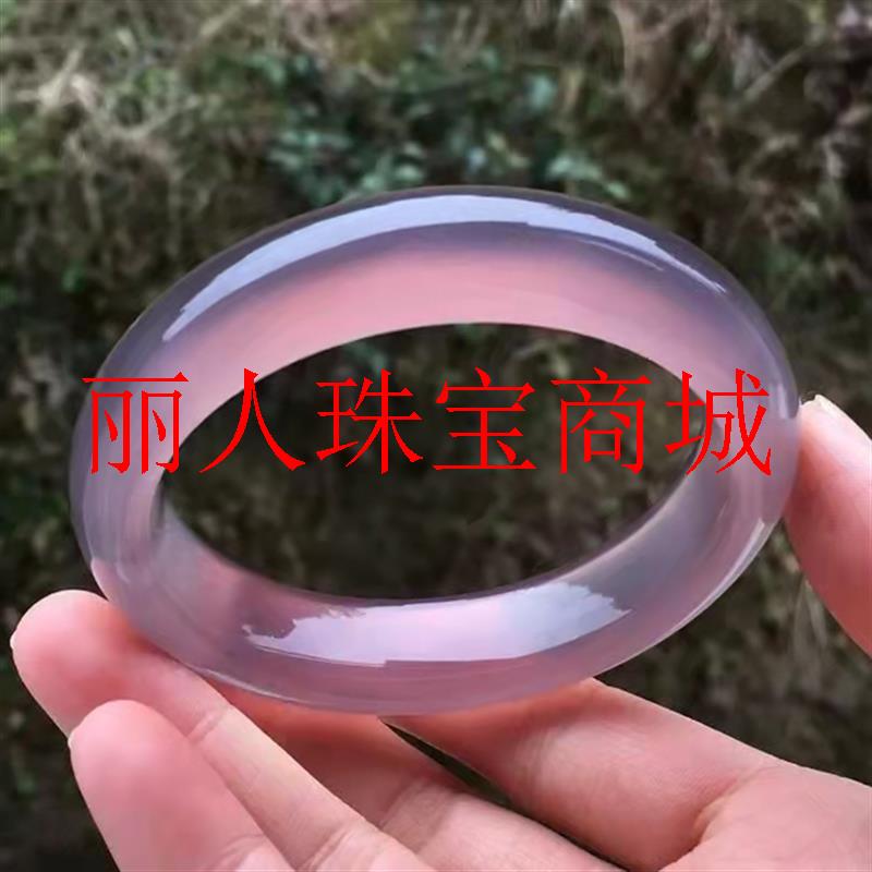 巴西精选优质烟紫色玉髓玛瑙手镯
