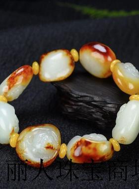 新疆和田玉手串精选新款佛头籽料手链原石和田羊脂玉送礼玉石手串