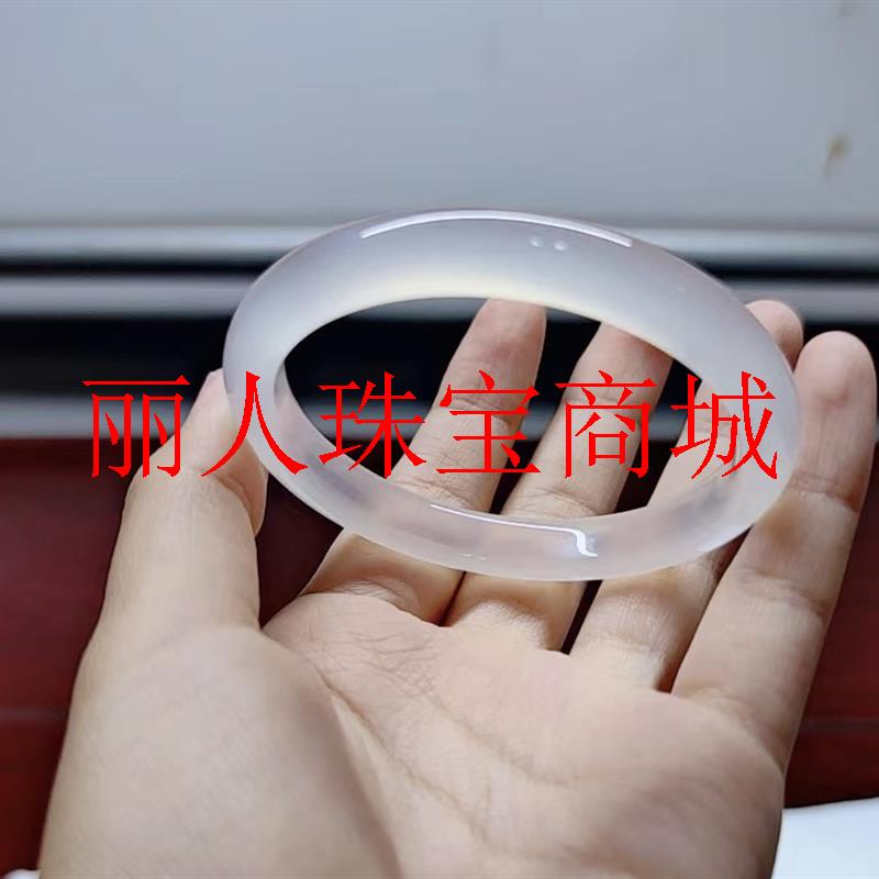 精选白冰白月光玛瑙手镯马料冷白玉髓镯送亲友温柔气质款送礼品