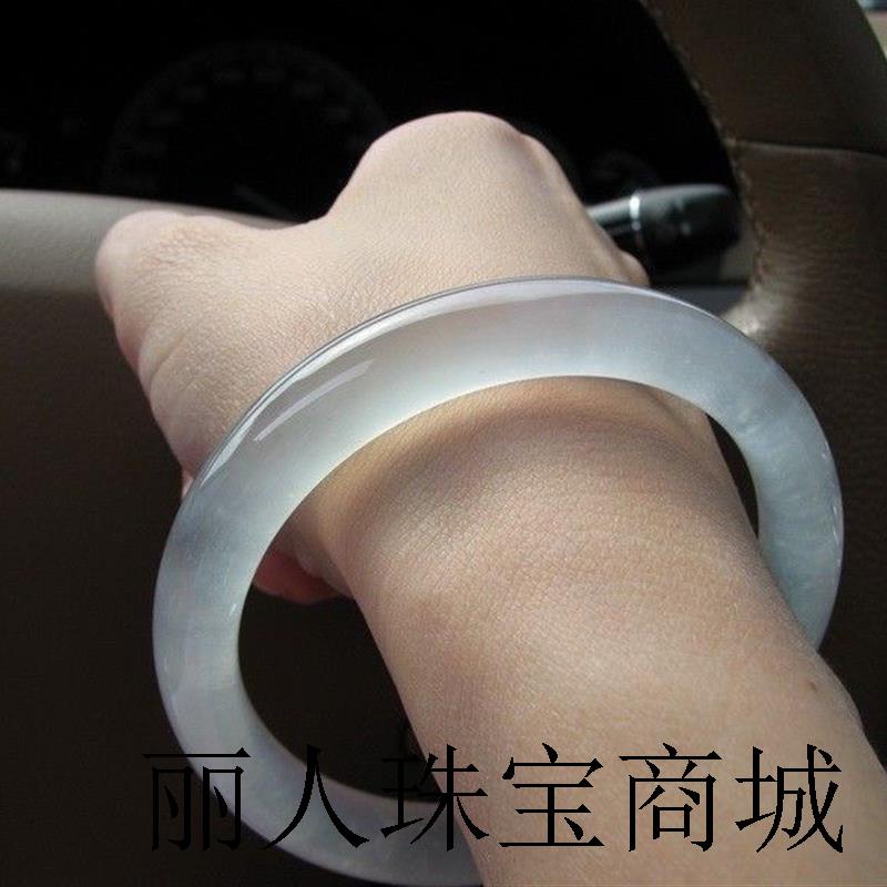 高端水沫子玉手镯圆条精品货新疆阿富汗白玉冰丝手镯缠丝闺蜜玉镯