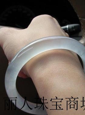 高端水沫子玉手镯圆条精品货新疆阿富汗白玉冰丝手镯缠丝闺蜜玉镯