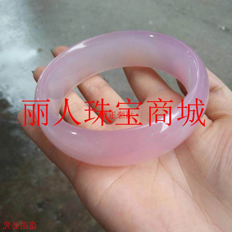 精挑精美芙蓉玉髓手镯粉玉玛瑙窄条冰透莹润粉色少女镯子送人送礼
