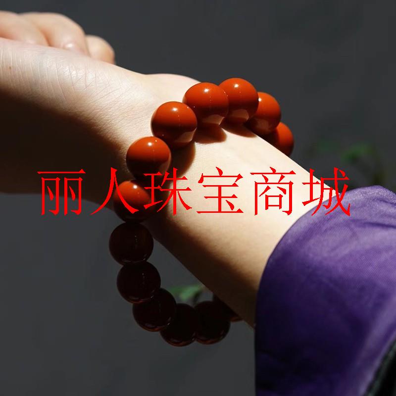 凉山南红玛瑙手串满色满肉柿子红手链108颗原创多圈佛珠锁骨项链