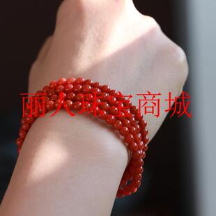 精品川料保山南红柿子红玛瑙手链小米珠小众简约项链佛珠多圈手串