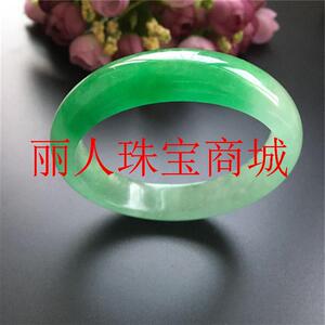 新款翡翠色阳绿手镯缅甸老料冰糯种玉手镯飘花玉镯女款玉器有气质