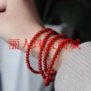 精品川料保山南红柿子红玛瑙手链小米珠佛珠多圈手串小众简约项链