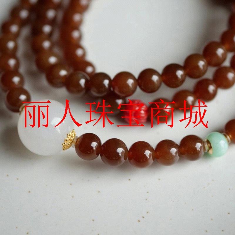 新疆且末料全糖巧克力色和田玉糖玉手链女款多圈圆珠手串原创饰品