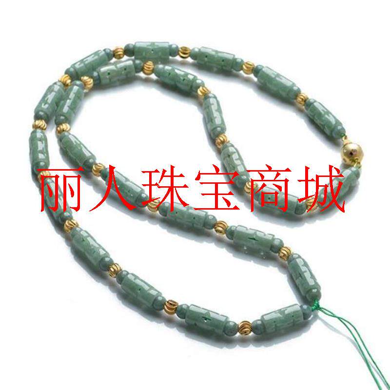 节节高升玉石挂绳转运珠翡翠色竹节项链男女同款翡翠链绳配饰送礼
