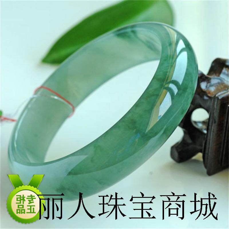 翡翠色手镯冰糯种高端精品缅甸玉手镯女款阳绿飘花镯子绿带紫贵妃