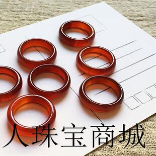男女细玉戒指天然玛瑙红玉髓本命年加宽情侣石头食指大拇指环尾戒