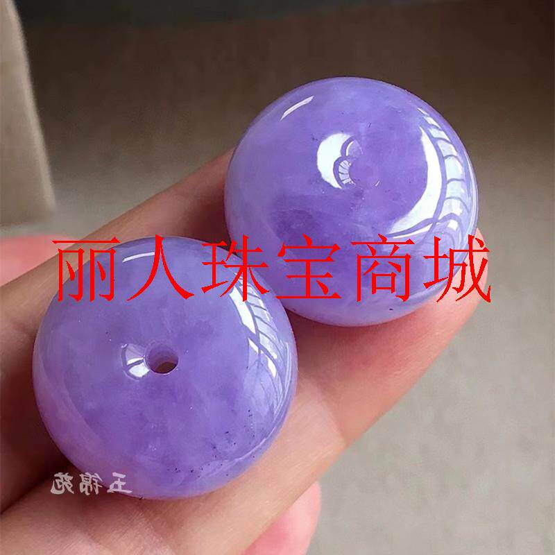 精品缅甸翡翠色紫罗兰平安扣吊坠