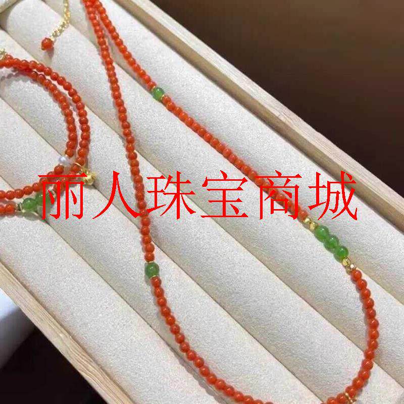 南红玛瑙小米珠项链新中式锁骨链川料柿子红显气质显白新春款颈链