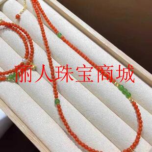 南红玛瑙小米珠项链新中式锁骨链川料柿子红显气质显白新春款颈链