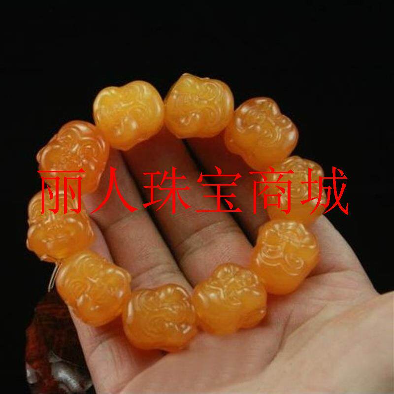 云南黄龙玉佛头龙陵手链鸡油黄双面笑佛手串黄龙玉手链高级感男款