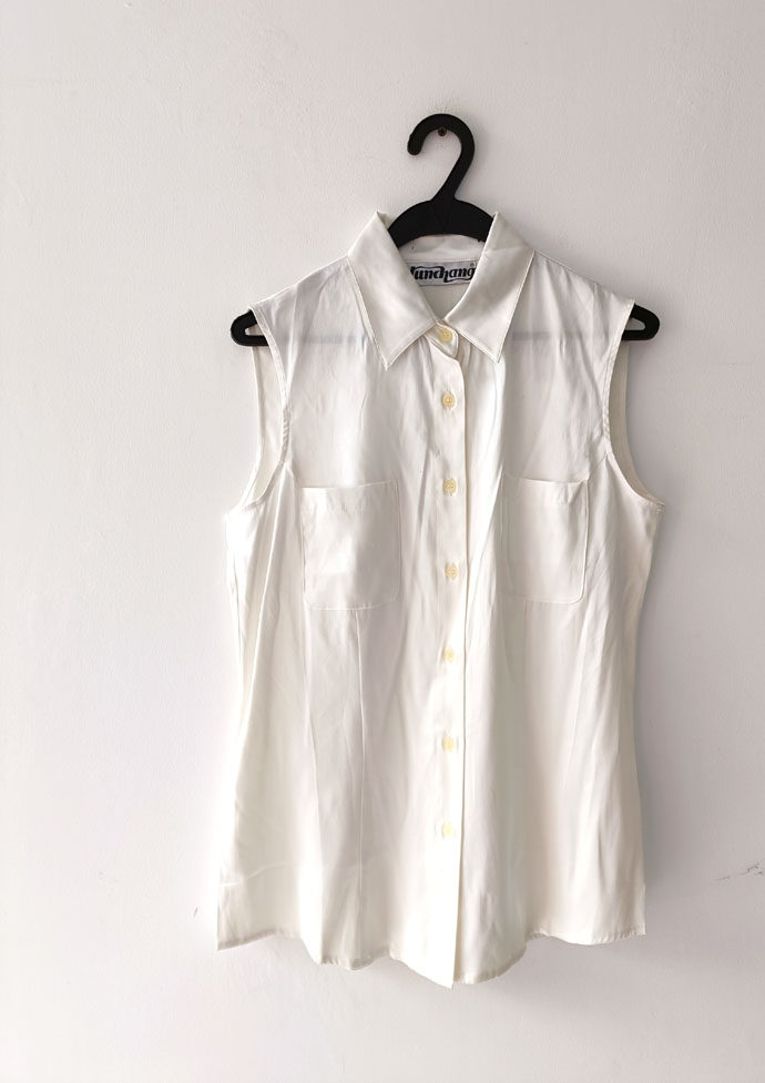 奢侈品~女士夏季真丝无袖衬衫修身上衣-D089
