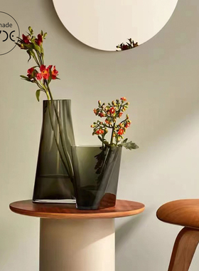 土耳其NUDE进口INCA印加烟灰色水晶玻璃客厅台面花瓶水培典雅简约