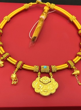 水贝黄金宝宝金锁周岁礼项圈长命平安锁新生儿满月蛇宝宝龙宝宝
