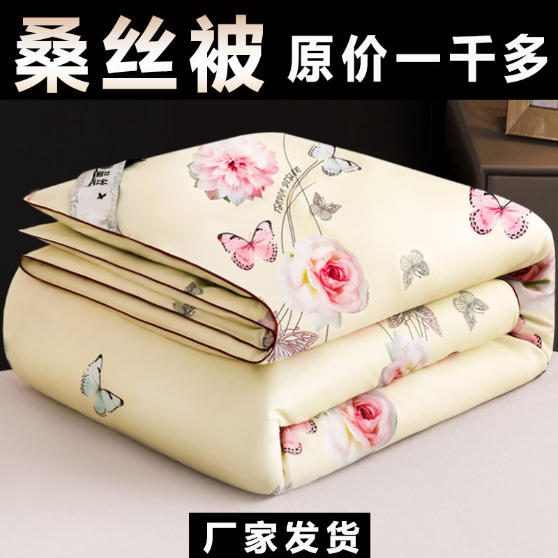 四季通用被子薄款桑丝空调被夏凉薄被子夏季双人丝棉被芯秋冬被褥
