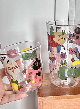 WOL HOME可爱卡通玻璃杯耐热牛奶杯咖啡杯水杯啤酒颜值高硼硅杯子