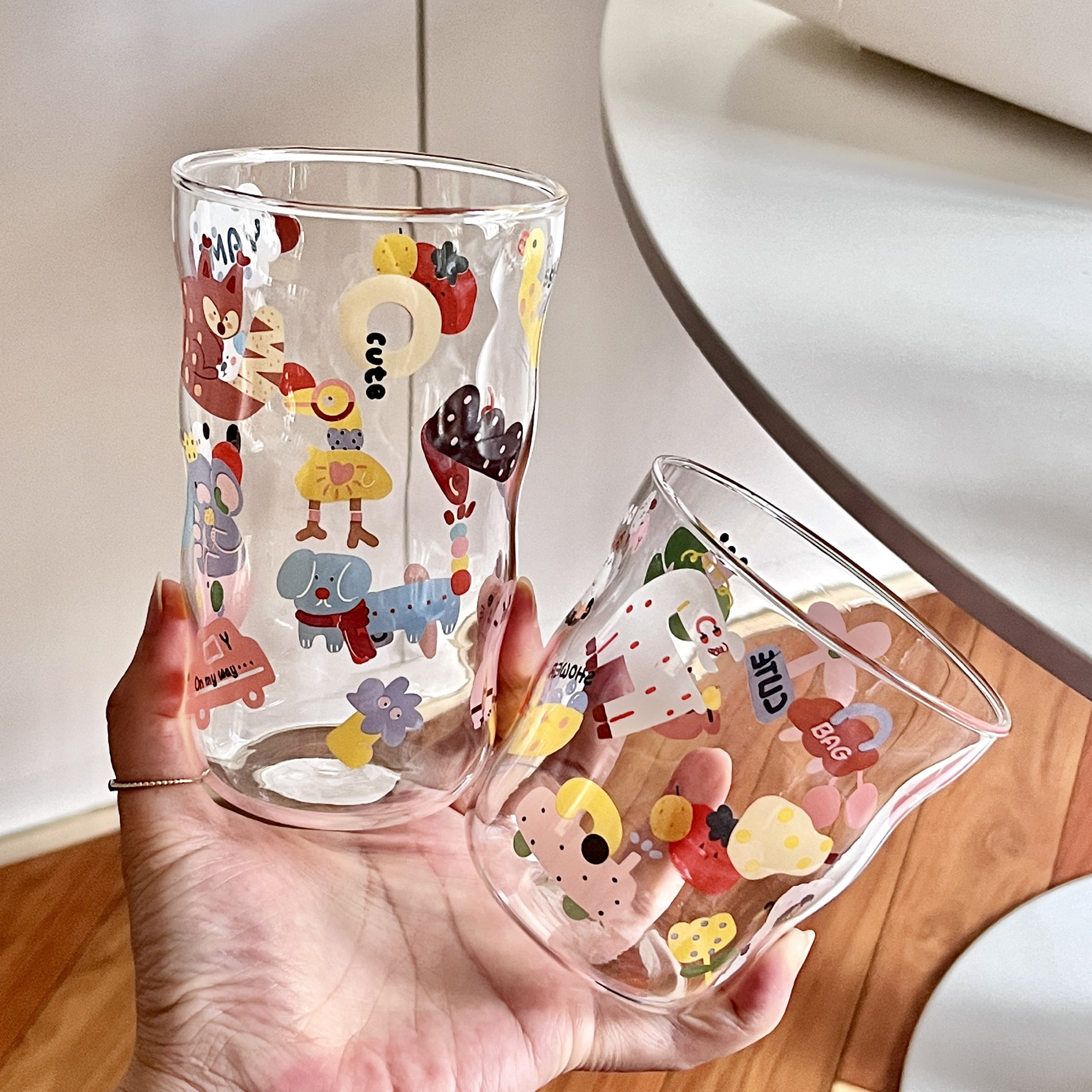 缤纷派对耐热玻璃杯女高颜值大容量水杯可微波早餐牛奶杯果汁杯子,餐饮具,玻璃杯,淘宝优惠券,粉丝福利购,淘宝优惠卷