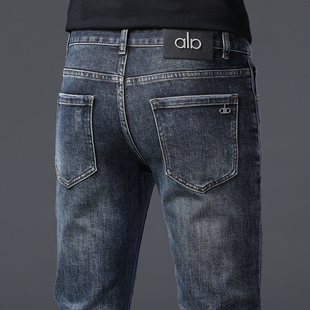 纯棉弹力2025新款高端牛仔裤男秋冬款修身小脚蓝色百搭潮流长裤子
