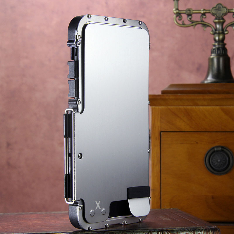 Armor King Iron Man Luxury Shockproof Stainless Steel Aluminum Metal Flip Case Cover for Apple iPhone X