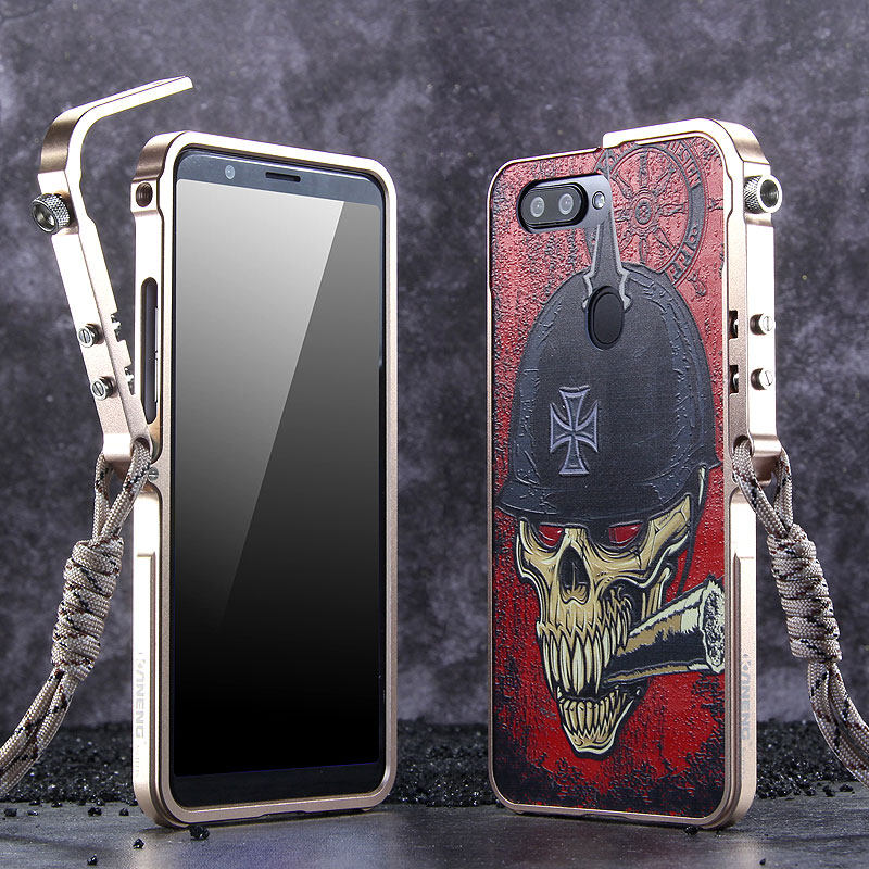 KANENG Mechanical Arm Trigger Aluminum Bumper Metal Frame 3D Cameo Back Cover Case for OPPO R11s & OPPO R11s Plus