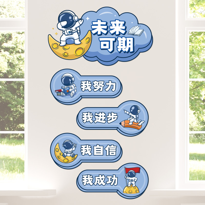 励志墙贴画儿童房学习贴纸小学幼儿园开学文化墙教室布置班级装饰图片