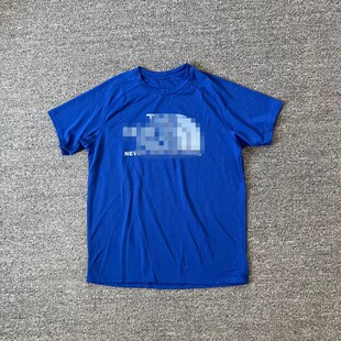 蓝色新品户外圆领轻薄跑步越野户外涤纶运动夏季男款速干短袖T恤