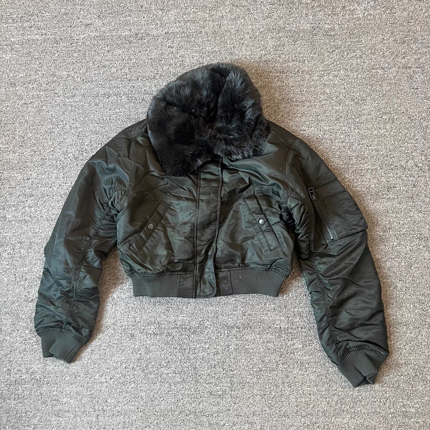 2026品牌毛领薄款立领秋冬季外套女款潮流棒球服宽松短款棉衣夹克