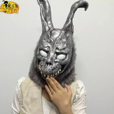 死亡幻觉愤怒的兔子面具邪恶银黑兔动物头套 酒吧派对演出恶搞COS
