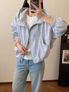 韩系蕾丝连帽外套女2026新款 夹克上衣春 宽松休闲百搭显瘦白色短款