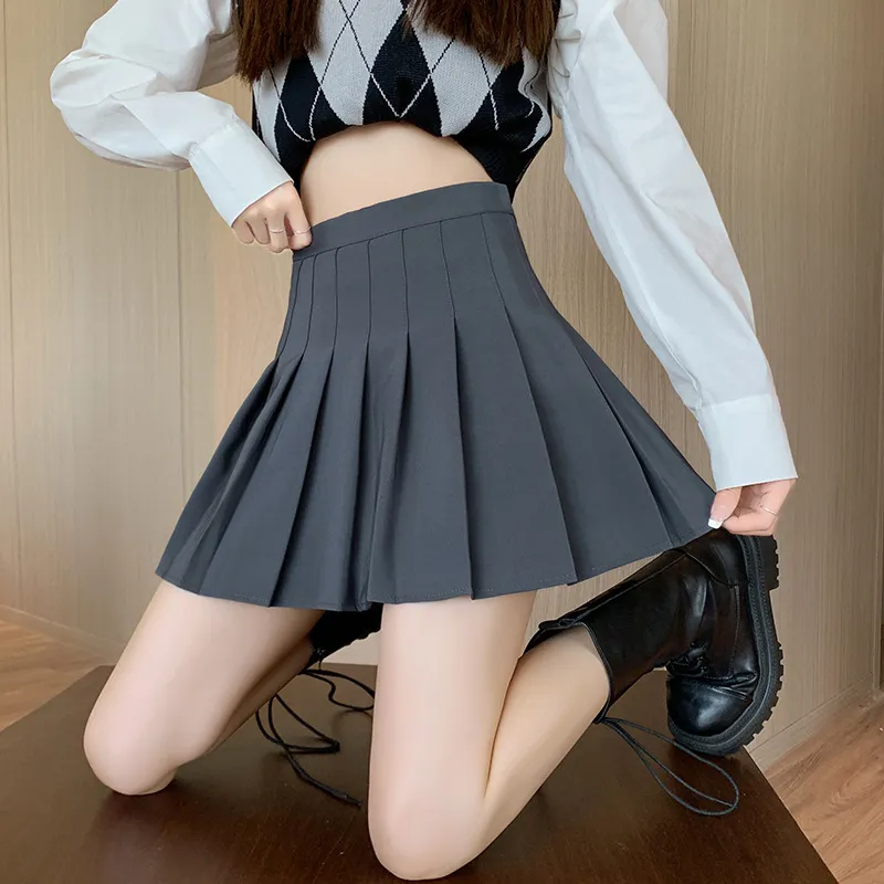 jk百褶裙女高腰显瘦春秋冬新款日系复古半身裙夏百搭短裙子a字裙